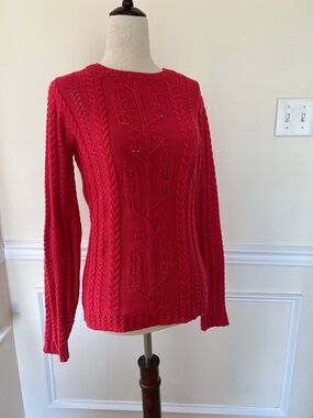 Brooks Brothers Red Cable Knit Crewneck Sweater